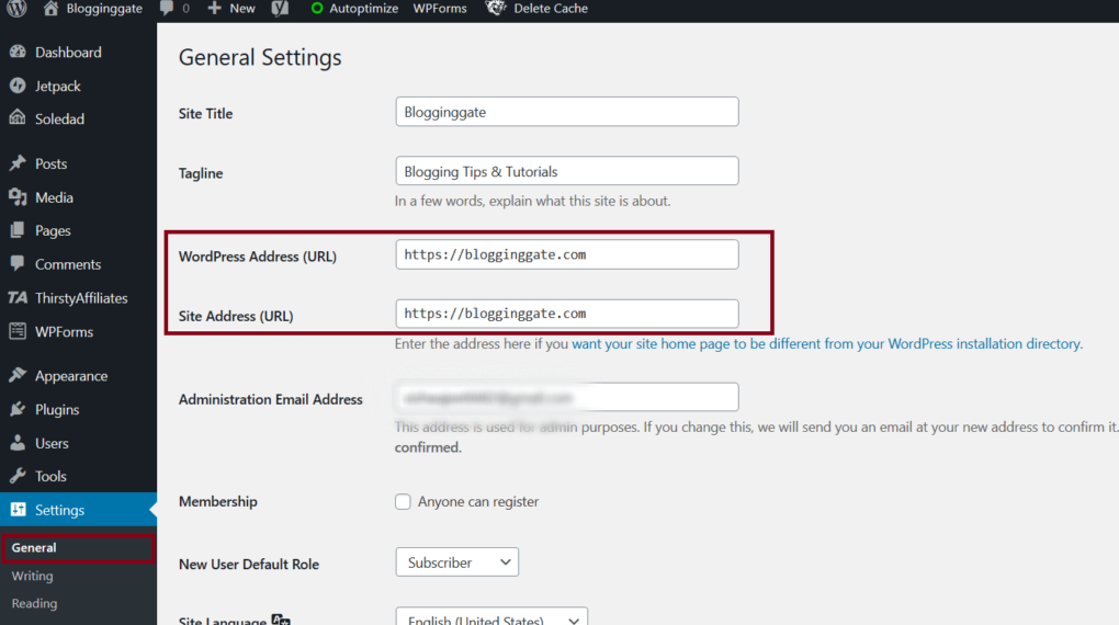 how to change wordpress home page url